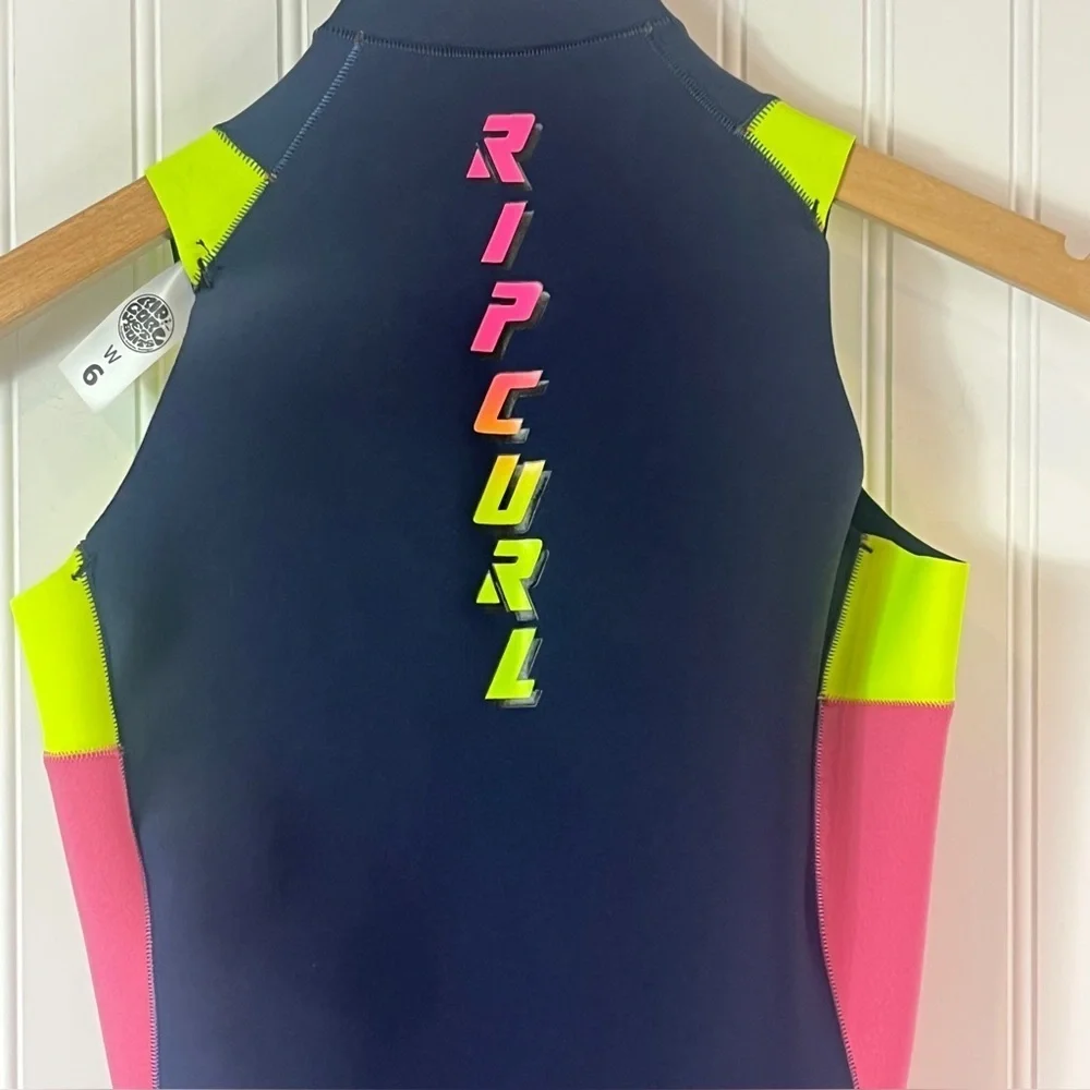 Rip Curl G Bomb 1mm Sleeveless Cheeky Shorty Wetsuit Size 6 Navy Pink